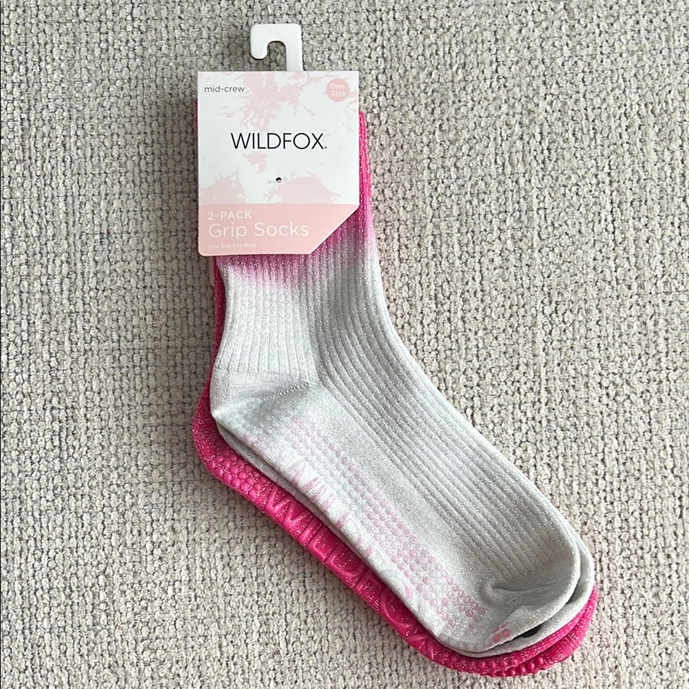 Wildfox Pink and Silver Glitter Grip Socks